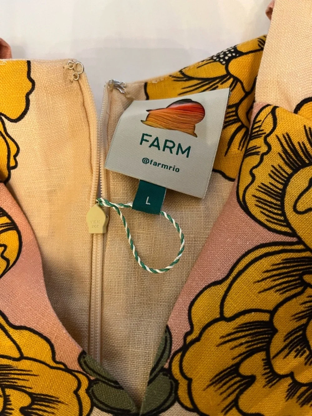 NWT FARM Rio Linen Floral Midi Dress - Picture 7 of 8